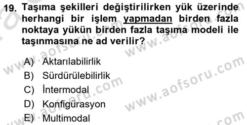 Havaalanı Sistemi Dersi 2021 - 2022 Yılı (Vize) Ara Sınav Soruları 19. Soru
