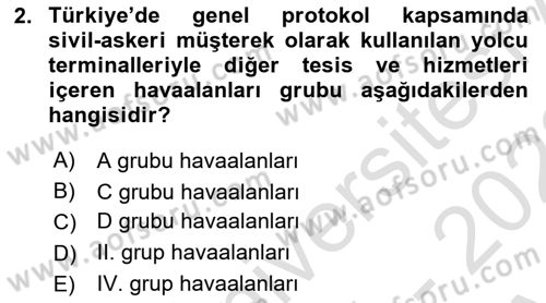 Havaalanı Sistemi Dersi 2021 - 2022 Yılı (Vize) Ara Sınavı 2. Soru