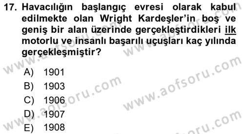 Havaalanı Sistemi Dersi 2021 - 2022 Yılı (Final) Dönem Sonu Sınav Soruları 17. Soru