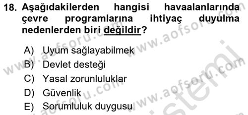 Havaalanı Sistemi Dersi 2021 - 2022 Yılı (Final) Dönem Sonu Sınav Soruları 18. Soru