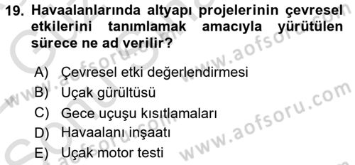 Havaalanı Sistemi Dersi 2021 - 2022 Yılı (Final) Dönem Sonu Sınav Soruları 19. Soru