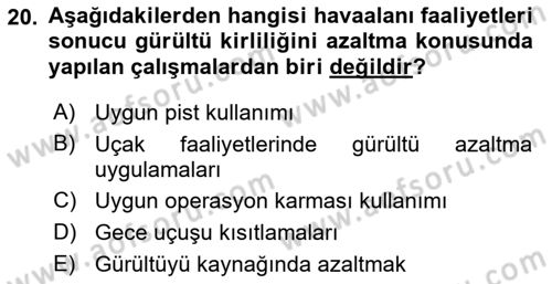 Havaalanı Sistemi Dersi 2021 - 2022 Yılı (Final) Dönem Sonu Sınav Soruları 20. Soru