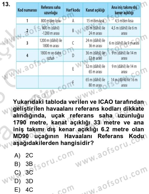 Havaalanı Sistemi Dersi 2022 - 2023 Yılı (Vize) Ara Sınav Soruları 13. Soru