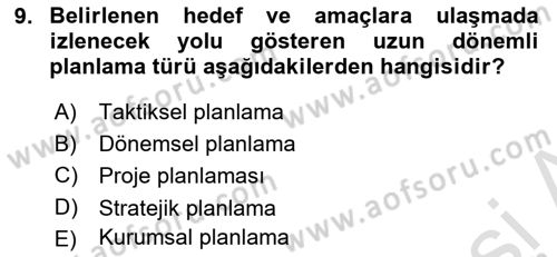 Havaalanı Sistemi Dersi 2022 - 2023 Yılı (Vize) Ara Sınav Soruları 9. Soru