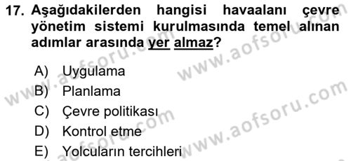 Havaalanı Sistemi Dersi 2022 - 2023 Yılı (Final) Dönem Sonu Sınavı 17. Soru