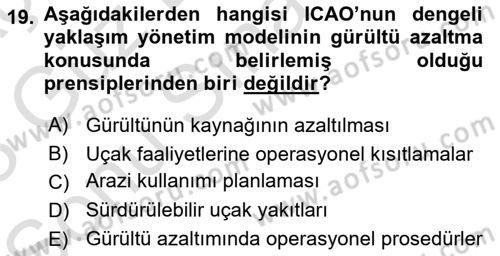 Havaalanı Sistemi Dersi 2022 - 2023 Yılı (Final) Dönem Sonu Sınavı 19. Soru