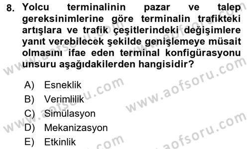 Havaalanı Sistemi Dersi 2022 - 2023 Yılı Yaz Okulu Sınav Soruları 8. Soru