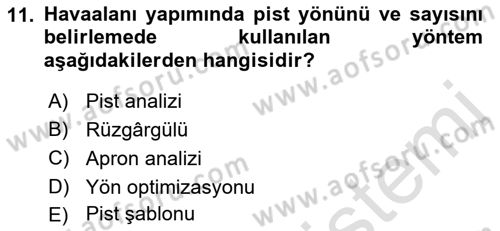 Havaalanı Sistemi Dersi Ara Sınavı Deneme Sınav Soruları 11. Soru