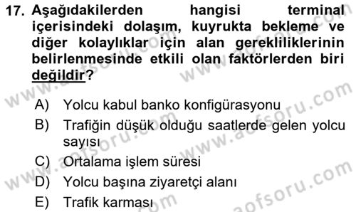Havaalanı Sistemi Dersi Ara Sınavı Deneme Sınav Soruları 17. Soru