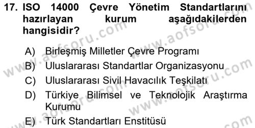 Havaalanı Sistemi Dersi 2023 - 2024 Yılı (Final) Dönem Sonu Sınavı 17. Soru