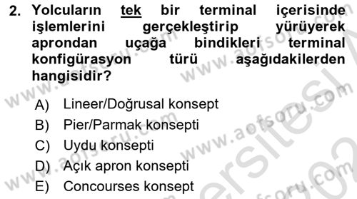 Havaalanı Sistemi Dersi 2023 - 2024 Yılı (Final) Dönem Sonu Sınavı 2. Soru