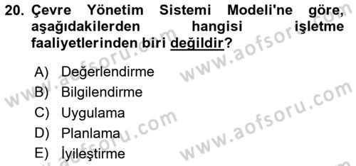 Havaalanı Sistemi Dersi 2023 - 2024 Yılı Yaz Okulu Sınavı 20. Soru