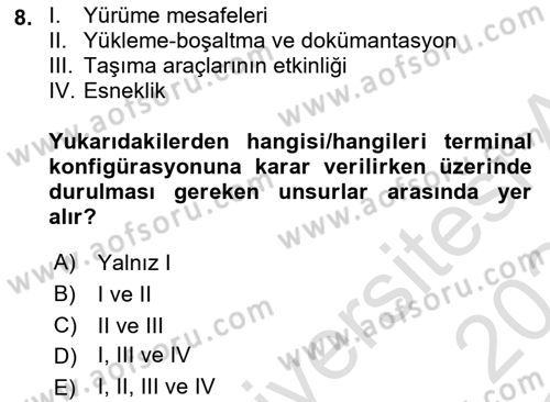 Havaalanı Sistemi Dersi 2023 - 2024 Yılı Yaz Okulu Sınav Soruları 8. Soru