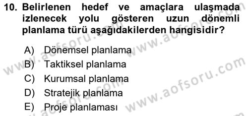 Havaalanı Sistemi Dersi Ara Sınavı Deneme Sınav Soruları 10. Soru