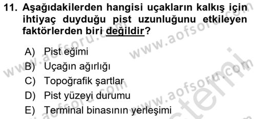 Havaalanı Sistemi Dersi Ara Sınavı Deneme Sınav Soruları 11. Soru