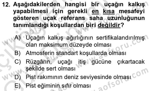 Havaalanı Sistemi Dersi 2024 - 2025 Yılı (Vize) Ara Sınav Soruları 12. Soru