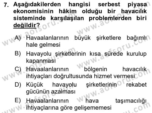 Havaalanı Sistemi Dersi Ara Sınavı Deneme Sınav Soruları 7. Soru