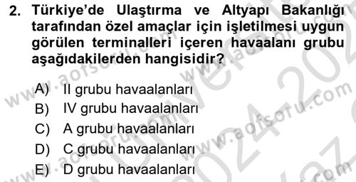 Havaalanı Sistemi Dersi 2024 - 2025 Yılı Yaz Okulu Sınav Soruları 2. Soru