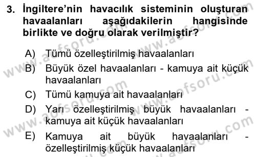 Havaalanı Sistemi Dersi 2024 - 2025 Yılı Yaz Okulu Sınav Soruları 3. Soru