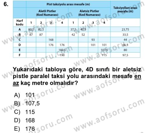 Havaalanı Sistemi Dersi 2024 - 2025 Yılı Yaz Okulu Sınav Soruları 6. Soru