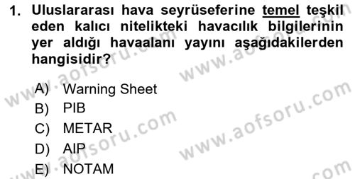 Havaalanı Sistemi Dersi 2025 - 2026 Yılı (Vize) Ara Sınav Soruları 1. Soru
