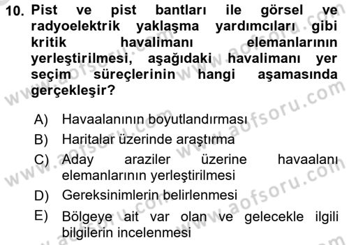 Havaalanı Sistemi Dersi 2025 - 2026 Yılı (Vize) Ara Sınav Soruları 10. Soru