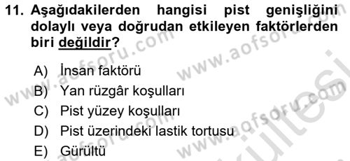 Havaalanı Sistemi Dersi 2025 - 2026 Yılı (Vize) Ara Sınav Soruları 11. Soru