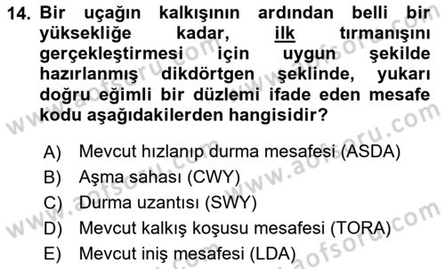 Havaalanı Sistemi Dersi 2025 - 2026 Yılı (Vize) Ara Sınav Soruları 14. Soru