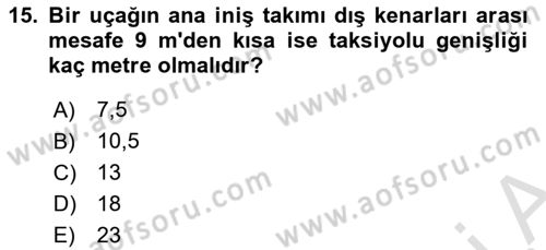 Havaalanı Sistemi Dersi 2025 - 2026 Yılı (Vize) Ara Sınav Soruları 15. Soru