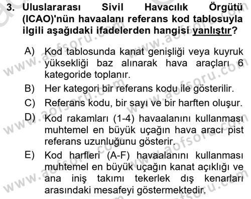 Havaalanı Sistemi Dersi 2025 - 2026 Yılı (Vize) Ara Sınav Soruları 3. Soru