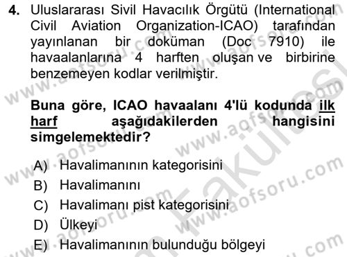 Havaalanı Sistemi Dersi 2025 - 2026 Yılı (Vize) Ara Sınav Soruları 4. Soru