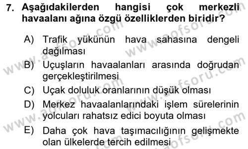 Havaalanı Sistemi Dersi 2025 - 2026 Yılı (Vize) Ara Sınav Soruları 7. Soru