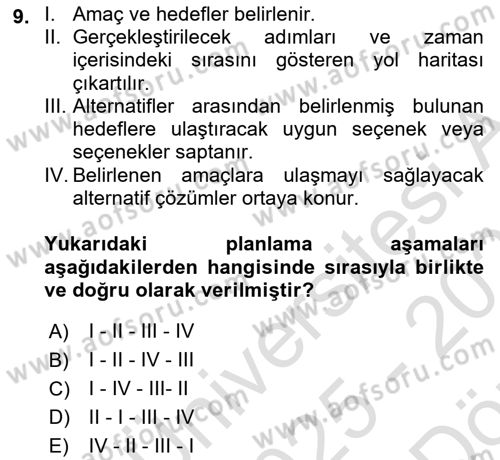 Havaalanı Sistemi Dersi 2025 - 2026 Yılı (Vize) Ara Sınav Soruları 9. Soru