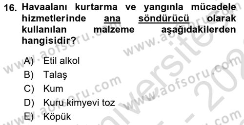 Havaalanı Sistemi Dersi 2025 - 2026 Yılı (Final) Dönem Sonu Sınav Soruları 16. Soru