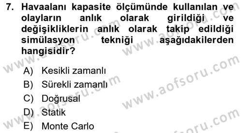 Havaalanı Sistemi Dersi 2025 - 2026 Yılı (Final) Dönem Sonu Sınav Soruları 7. Soru