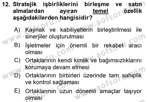 Havayolu Yönetimi Dersi 2017 - 2018 Yılı (Final) Dönem Sonu Sınav Soruları 12. Soru