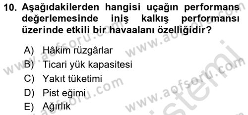 Havayolu Yönetimi Dersi 2018 - 2019 Yılı 3 Ders Sınavı 10. Soru