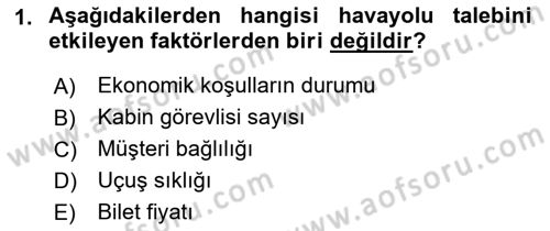 Havayolu Yönetimi Dersi 2018 - 2019 Yılı (Vize) Ara Sınav Soruları 1. Soru