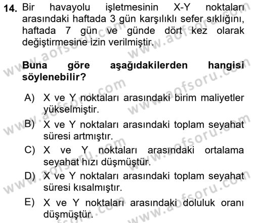 Havayolu Yönetimi Dersi 2018 - 2019 Yılı (Vize) Ara Sınav Soruları 14. Soru