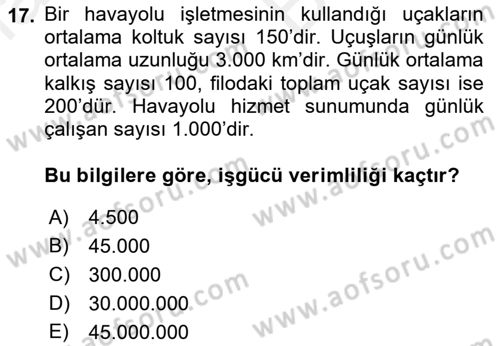 Havayolu Yönetimi Dersi 2018 - 2019 Yılı (Vize) Ara Sınav Soruları 17. Soru