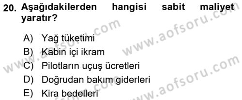 Havayolu Yönetimi Dersi 2018 - 2019 Yılı (Vize) Ara Sınav Soruları 20. Soru