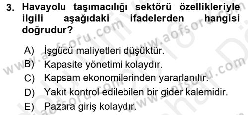 Havayolu Yönetimi Dersi 2018 - 2019 Yılı (Vize) Ara Sınav Soruları 3. Soru