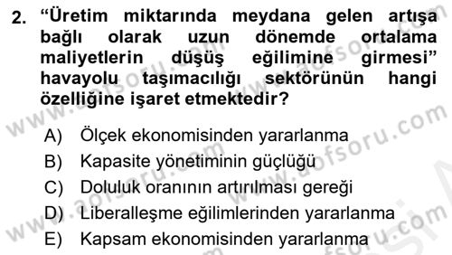 Havayolu Yönetimi Dersi 2018 - 2019 Yılı (Final) Dönem Sonu Sınav Soruları 2. Soru