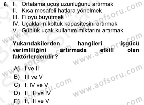Havayolu Yönetimi Dersi 2018 - 2019 Yılı (Final) Dönem Sonu Sınav Soruları 6. Soru