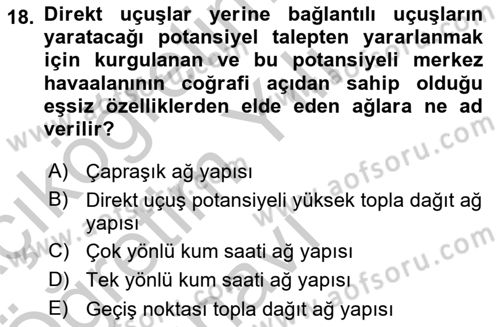 Havayolu Yönetimi Dersi 2018 - 2019 Yılı Yaz Okulu Sınav Soruları 18. Soru