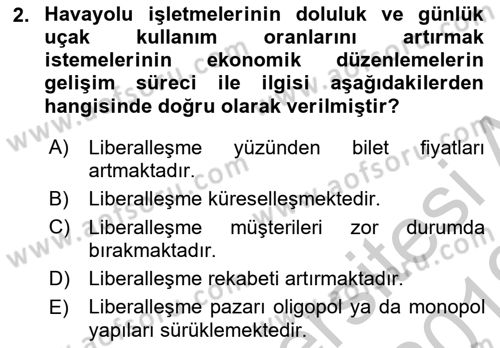 Havayolu Yönetimi Dersi 2018 - 2019 Yılı Yaz Okulu Sınav Soruları 2. Soru