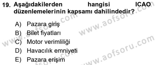 Havayolu Yönetimi Dersi 2023 - 2024 Yılı (Vize) Ara Sınav Soruları 19. Soru