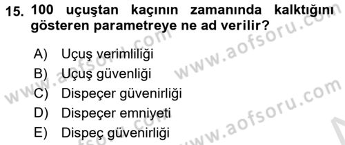 Havayolu Yönetimi Dersi 2023 - 2024 Yılı (Final) Dönem Sonu Sınav Soruları 15. Soru