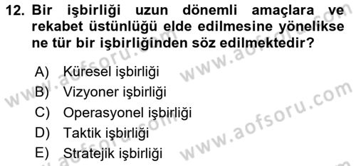 Havayolu Yönetimi Dersi 2023 - 2024 Yılı Yaz Okulu Sınav Soruları 12. Soru