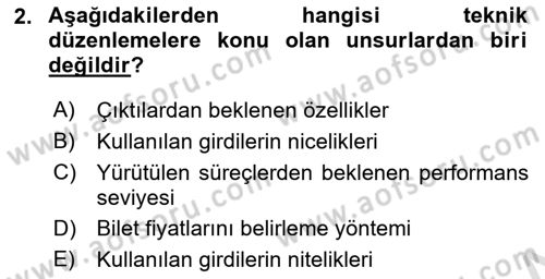 Havayolu Yönetimi Dersi 2023 - 2024 Yılı Yaz Okulu Sınav Soruları 2. Soru